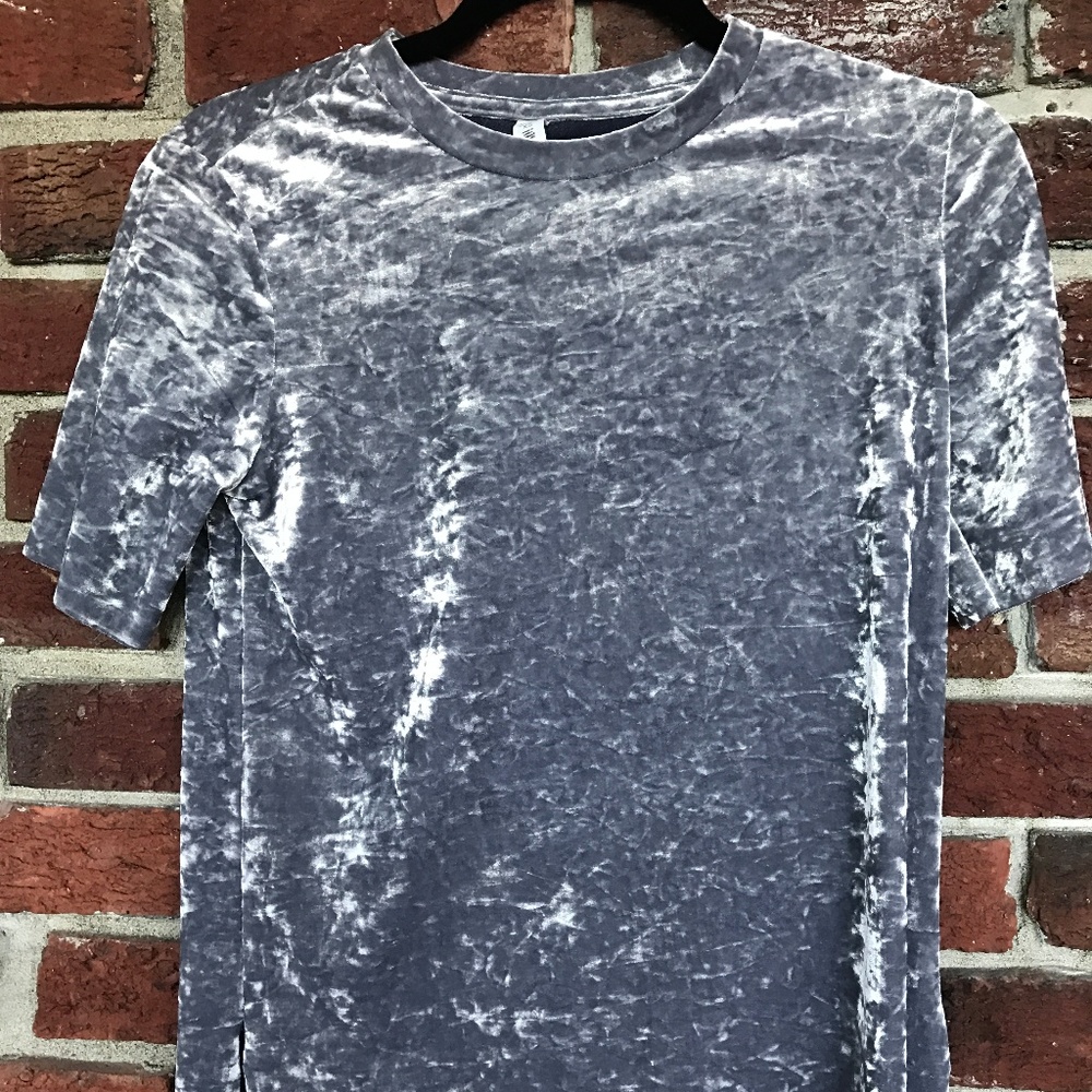 Velvet Short Sleeve Top - Raw Hem